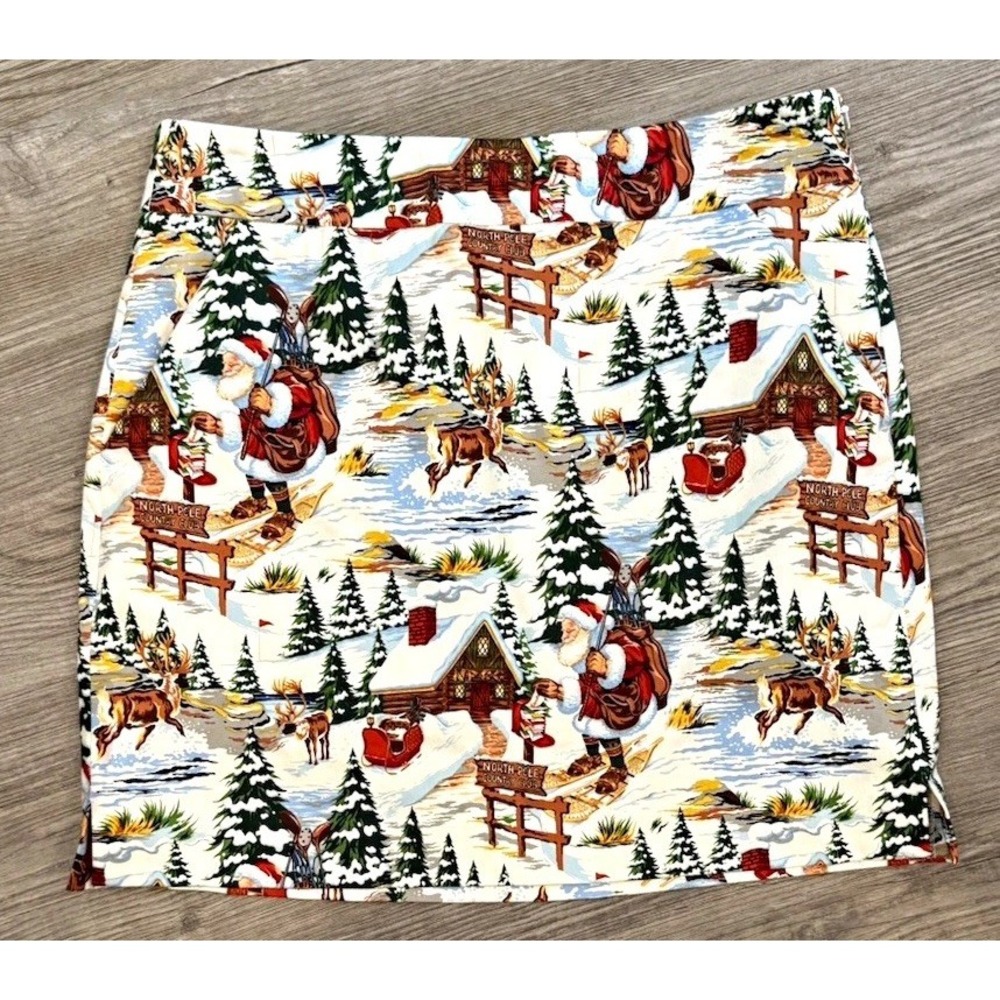 Loudmouth Golf Women's Skort Size 2 Santa Christmas North Pole Novelty